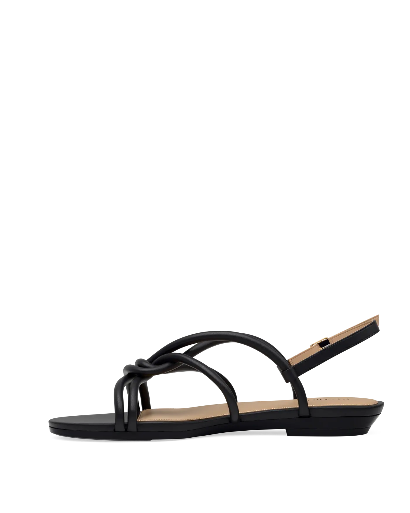 Capri Sandal - Coal Black Vegan Leather Flat