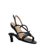 Capri Sandal - Coal Black Vegan Leather 3 Stiletto