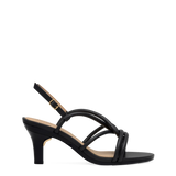 Capri Sandal - Coal Black Vegan Leather 3 Stiletto