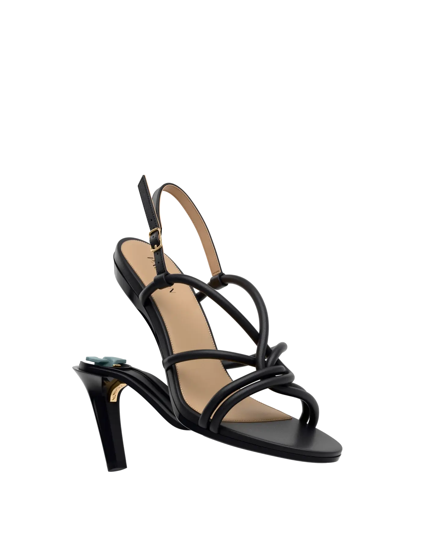 Capri Sandal - Coal Black Vegan Leather 4 Stiletto
