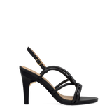 Capri Sandal - Coal Black Vegan Leather 4 Stiletto