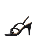 Capri Sandal - Coal Black Vegan Leather 4 Stiletto