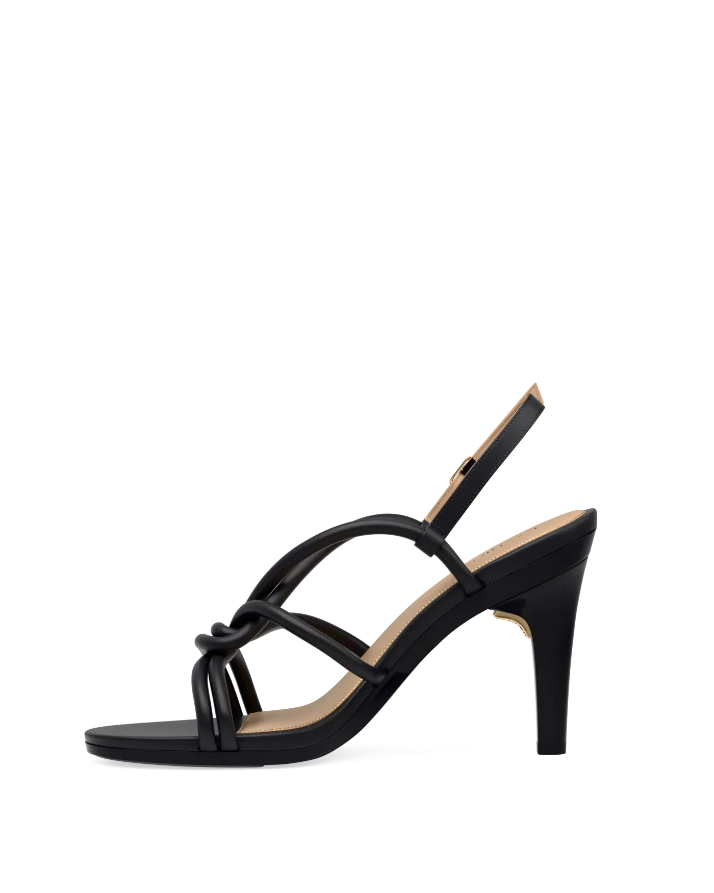Capri Sandal - Coal Black Vegan Leather 4 Stiletto
