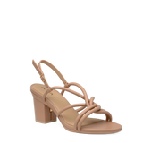 Capri Sandal - Latte Vegan Leather 3 Block