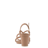 Capri Sandal - Latte Vegan Leather 3 Block