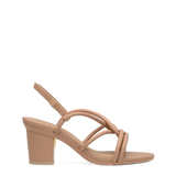 Capri Sandal - Latte Vegan Leather 3 Block
