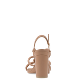Capri Sandal - Latte Vegan Leather 4 Block