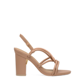 Capri Sandal - Latte Vegan Leather 4 Block