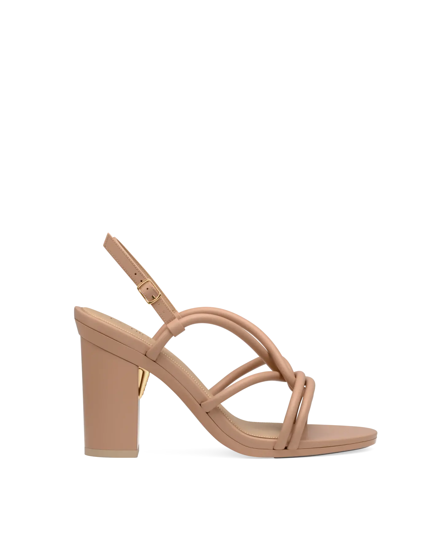 Capri Sandal - Latte Vegan Leather 4 Block
