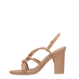 Capri Sandal - Latte Vegan Leather 4 Block