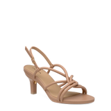Capri Sandal - Latte Vegan Leather 3 Stiletto