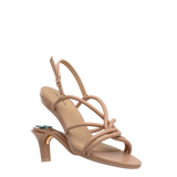 Capri Sandal - Latte Vegan Leather 3 Stiletto