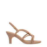 Capri Sandal - Latte Vegan Leather 3 Stiletto