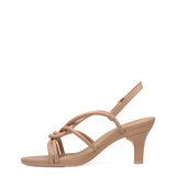 Capri Sandal - Latte Vegan Leather 3 Stiletto