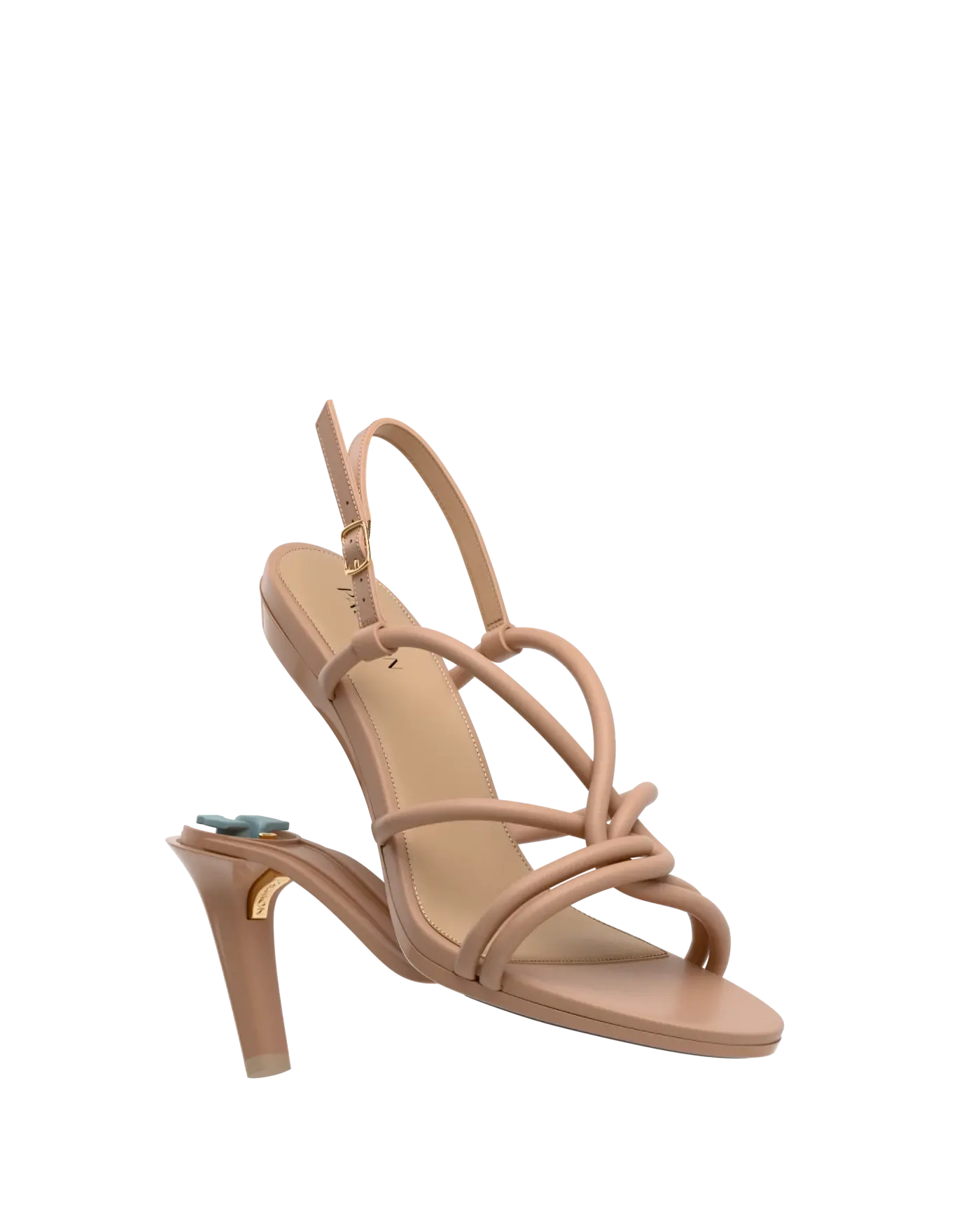 Capri Sandal - Latte Vegan Leather 4 Stiletto