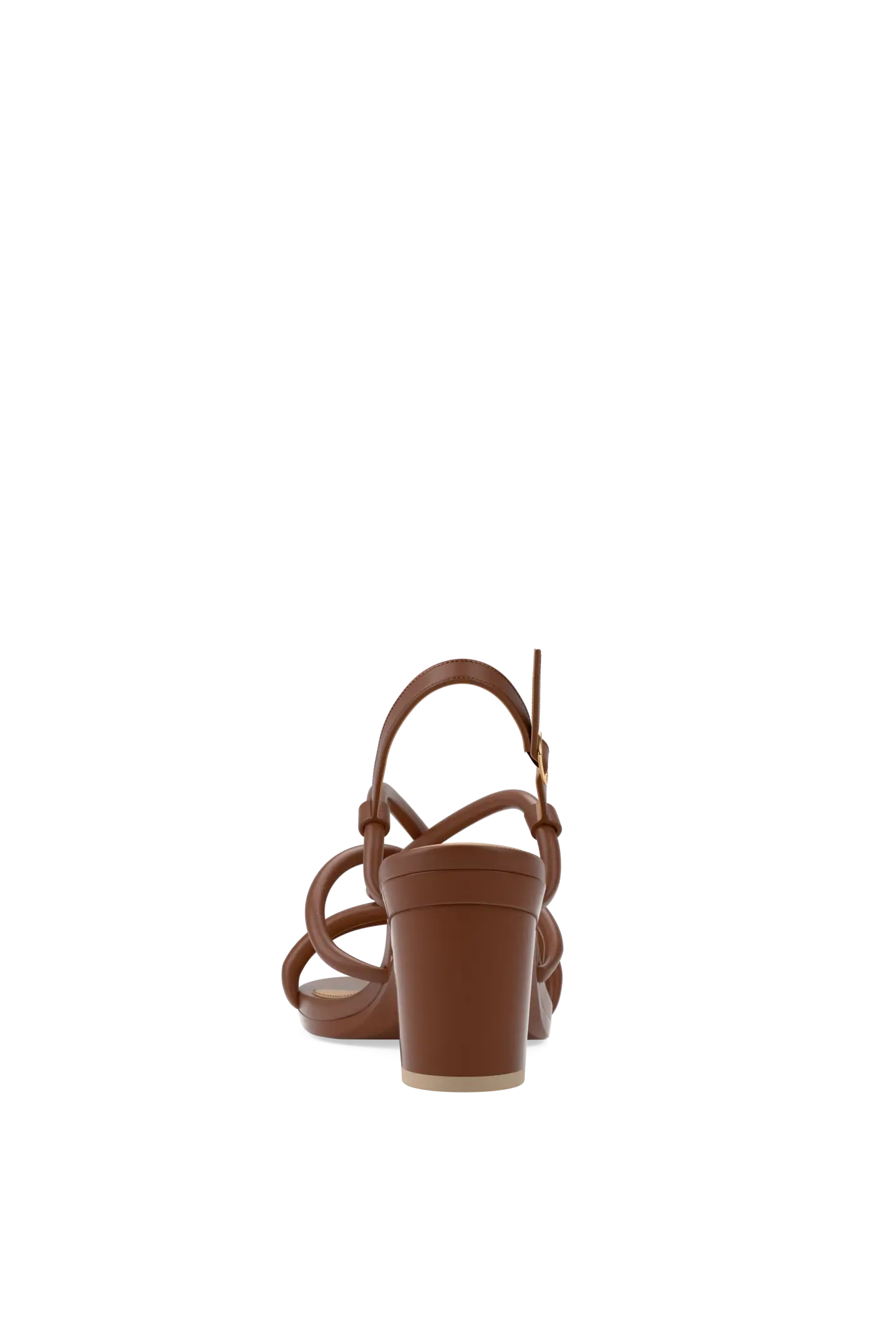 brown open toe strappy block heel sandal back view