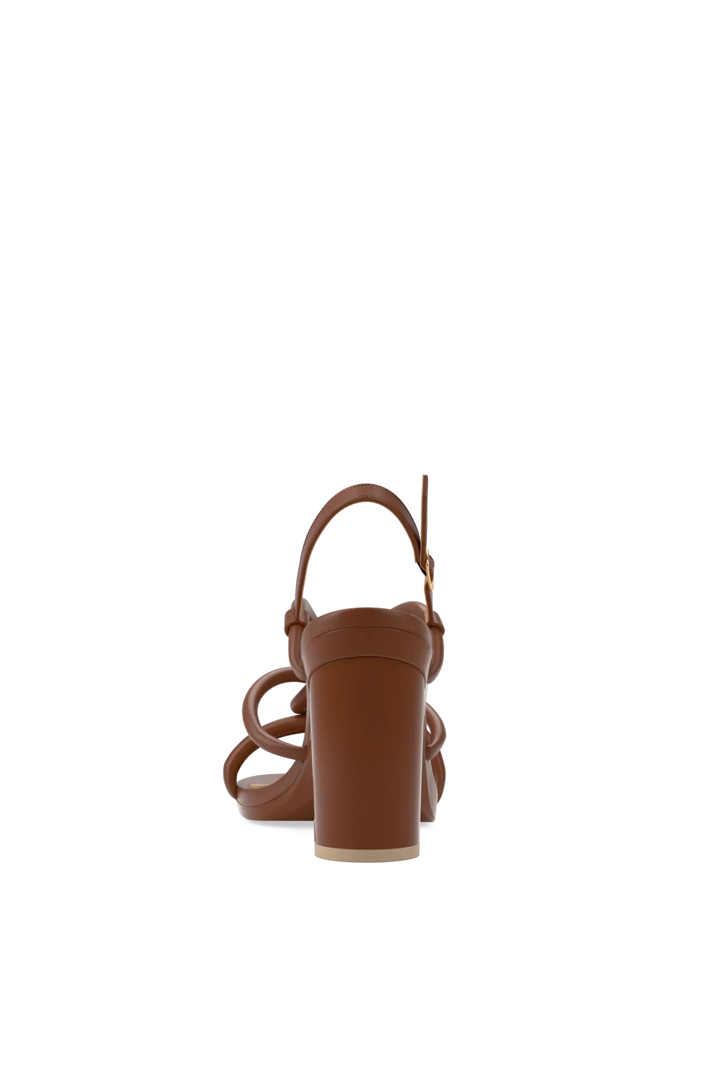 brown open toe strappy block heel sandal back view