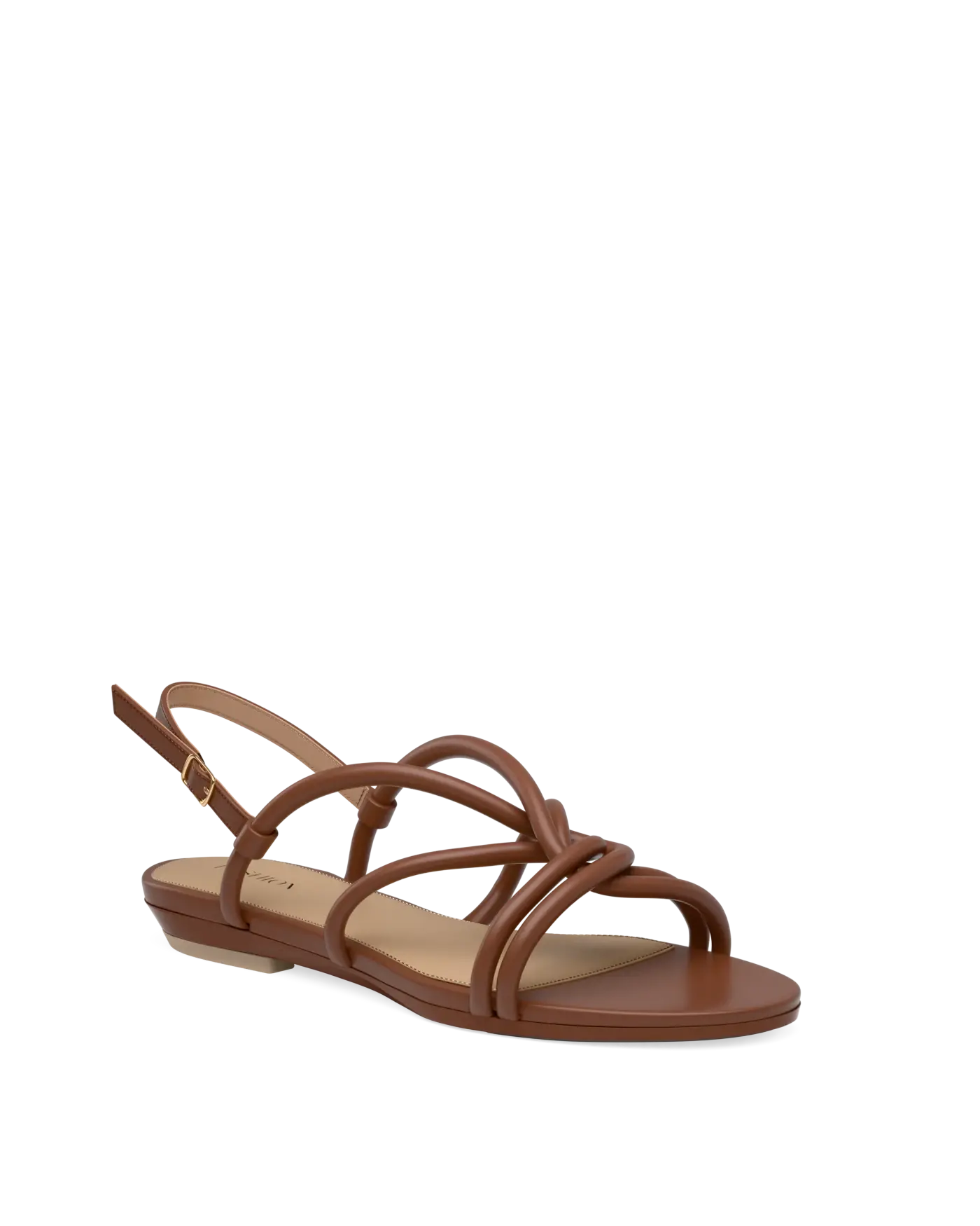 Brown open toe strappy sandal side angle