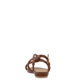 Brown open toe strappy sandal back angle