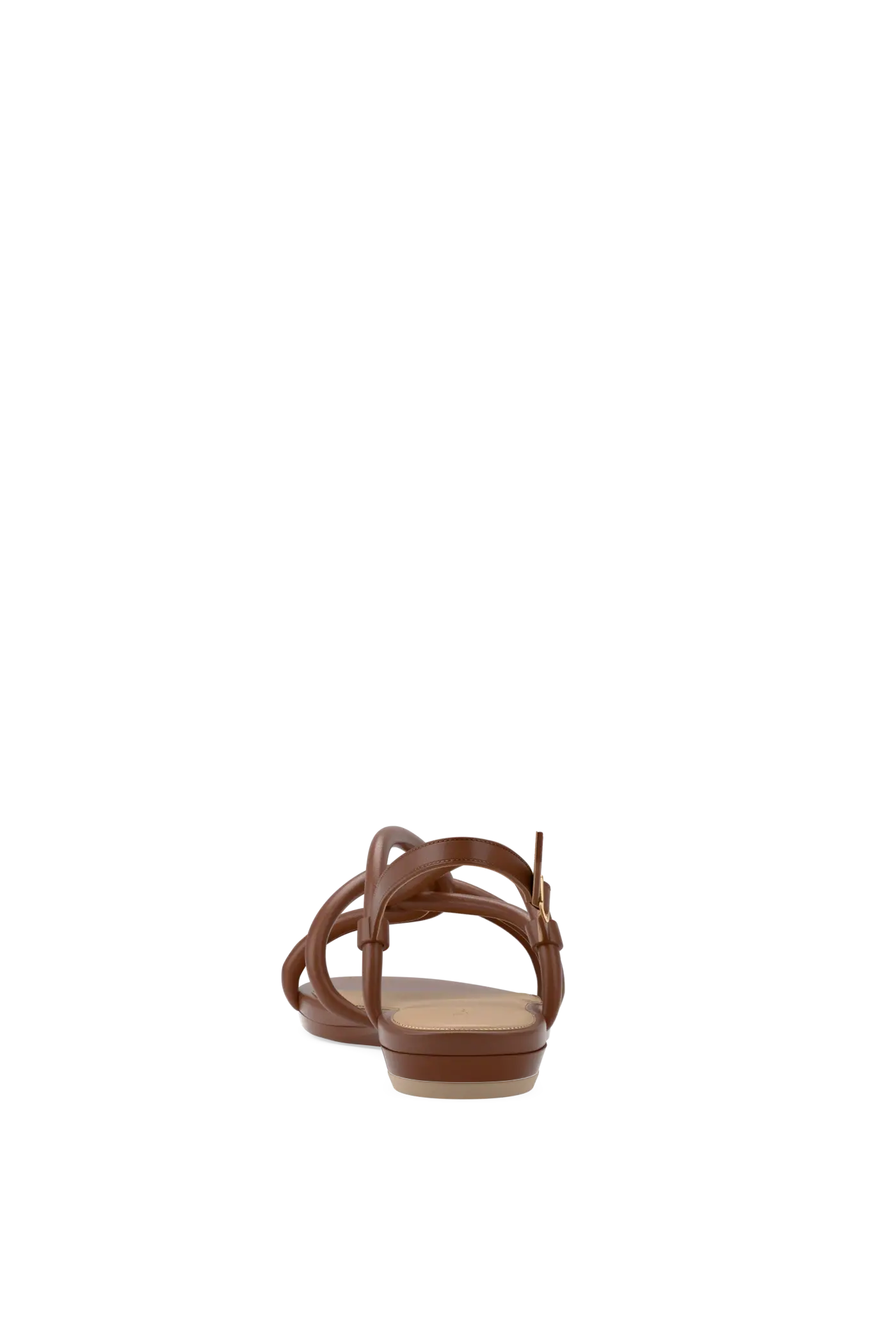 Brown open toe strappy sandal back angle
