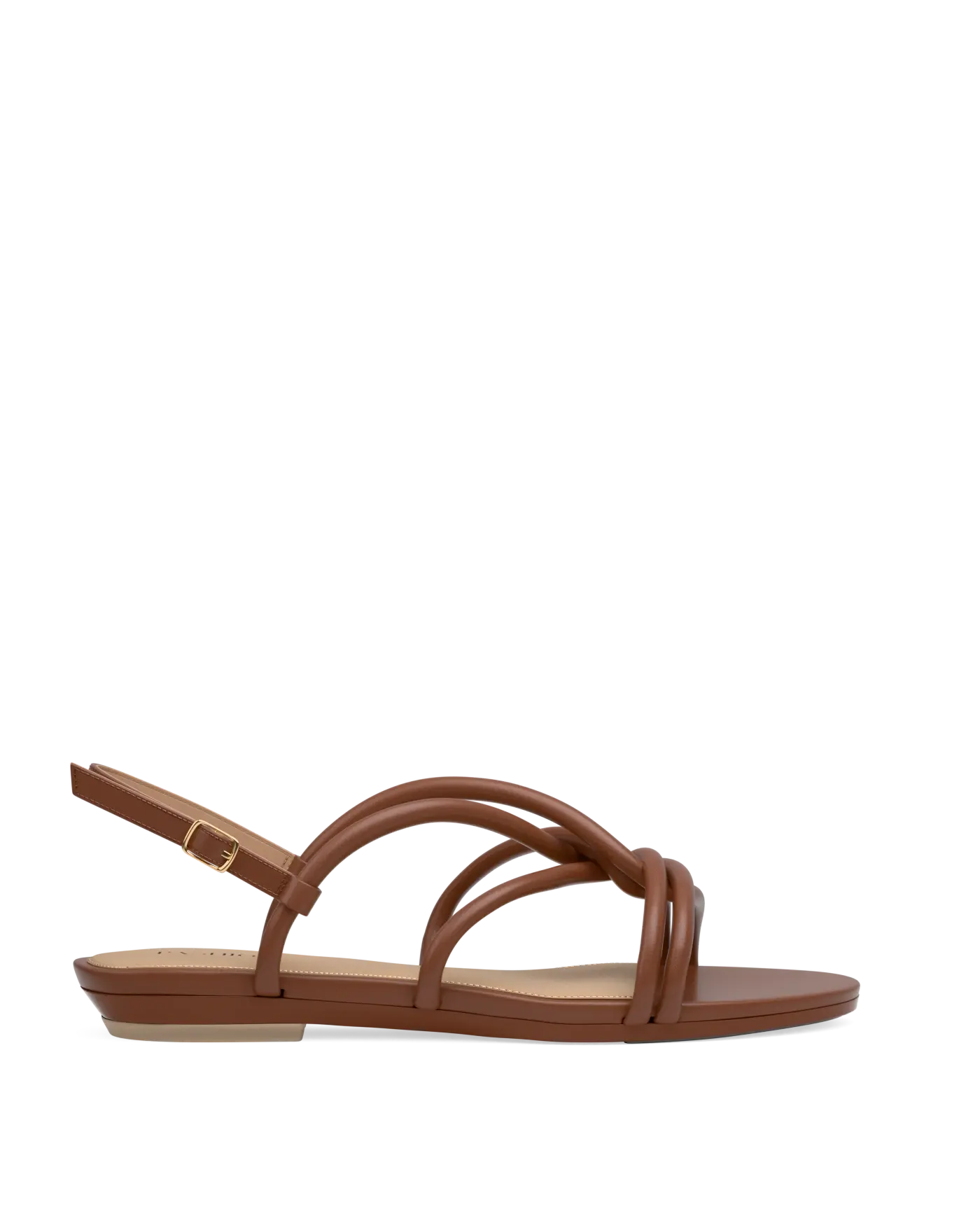Brown open toe strappy sandal side angle