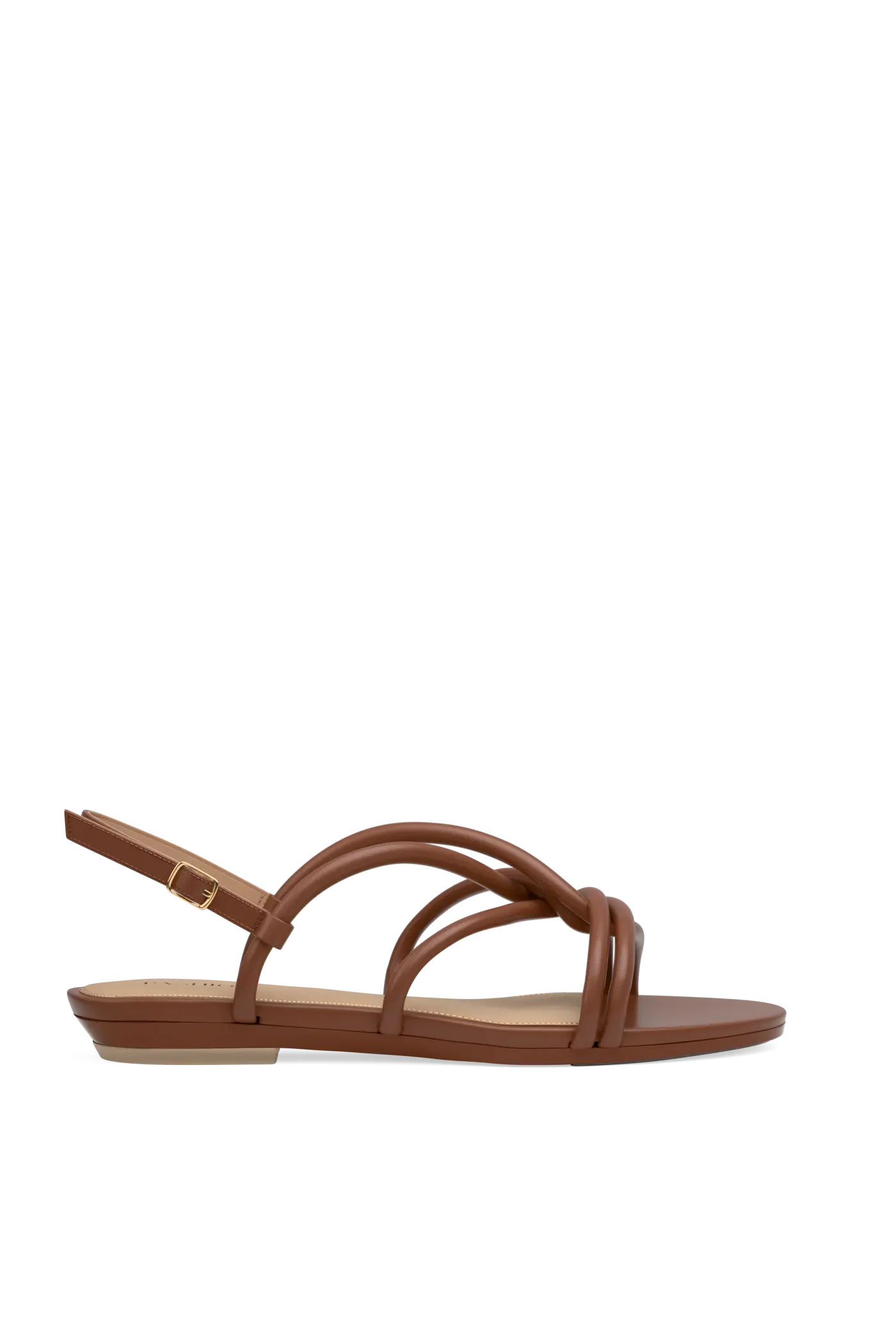 Brown open toe strappy sandal side angle
