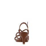 convertible brown open toe strappy kitten high heel sandal back view