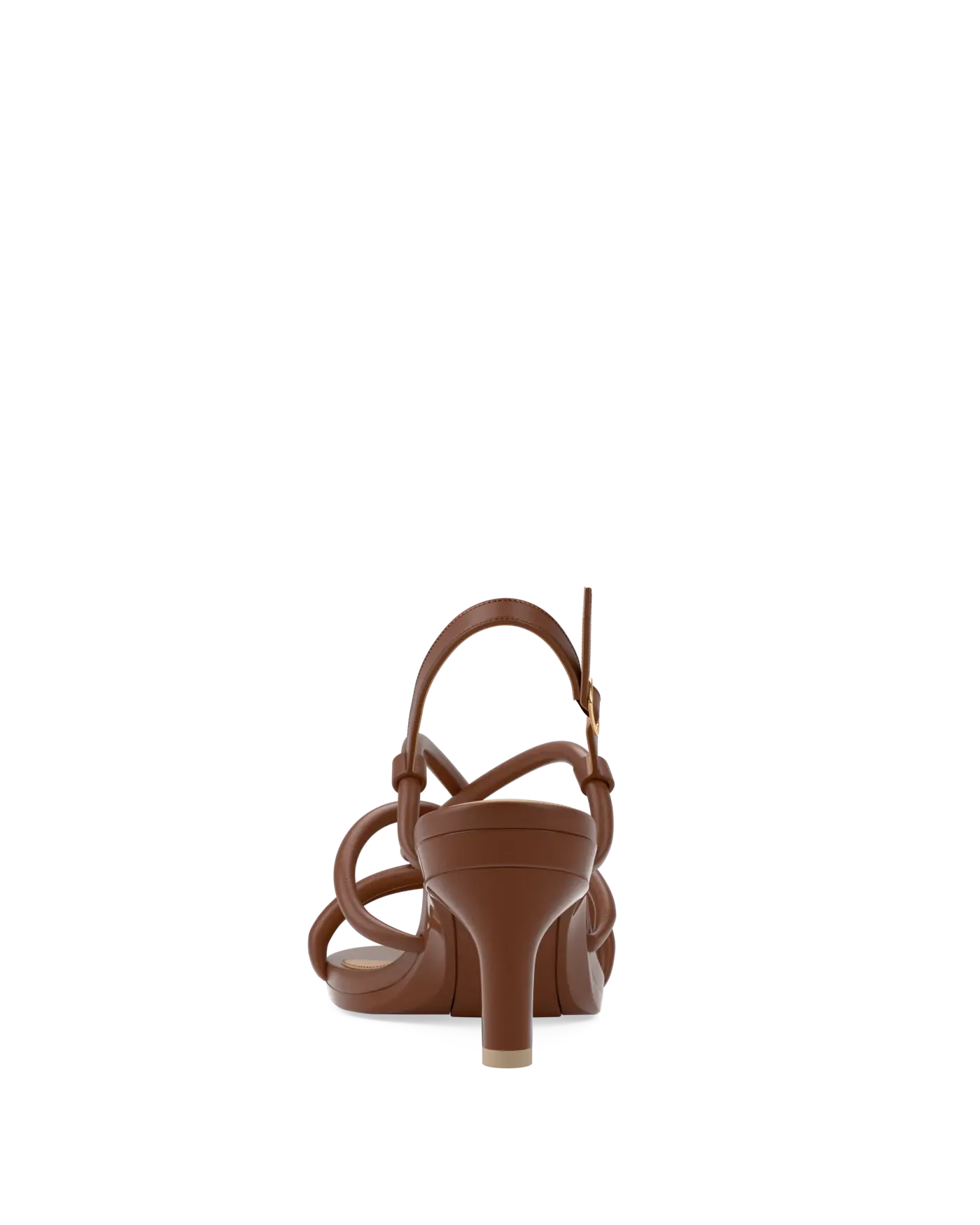convertible brown open toe strappy kitten high heel sandal back view