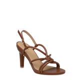 brown open toe strappy high heel sandal