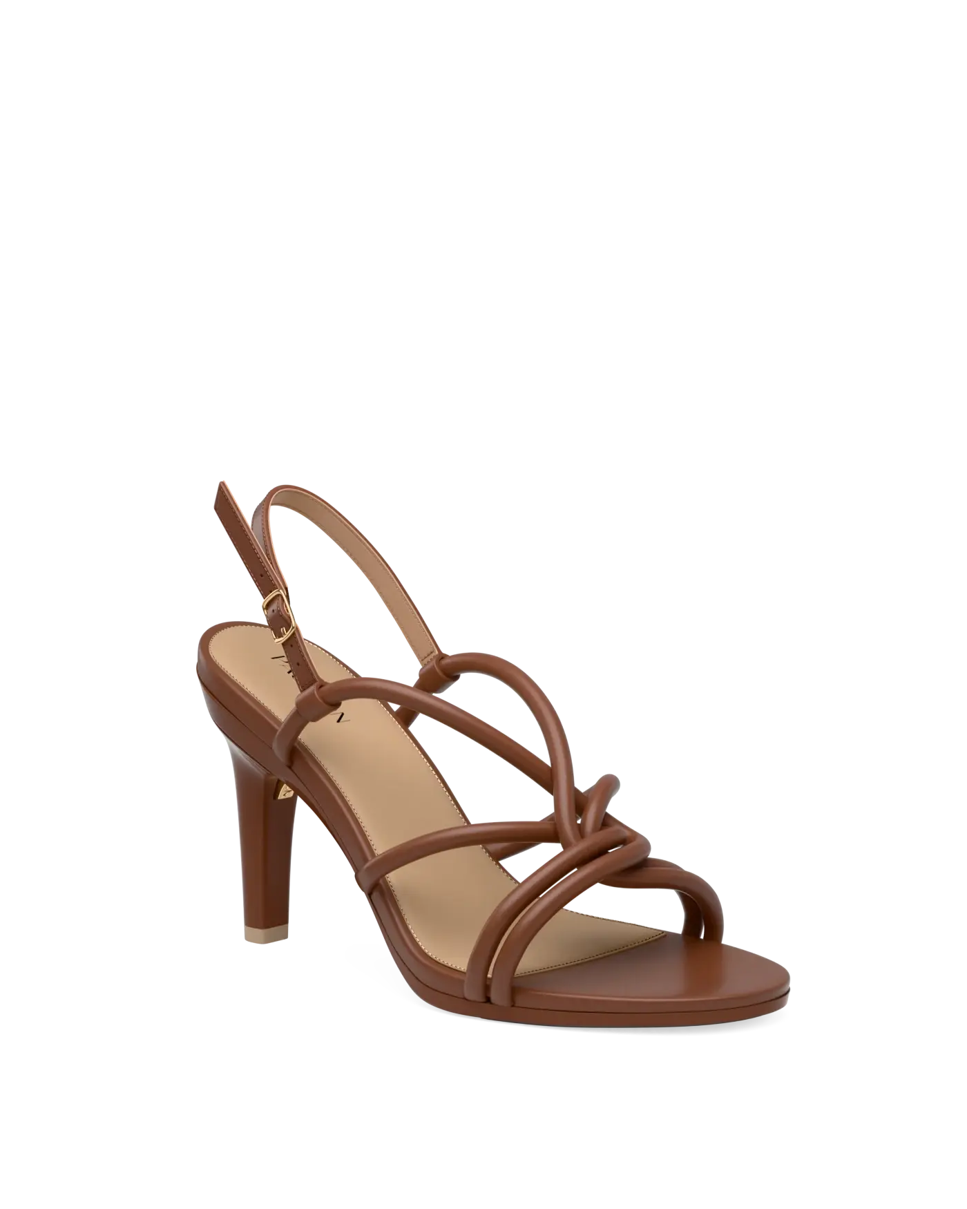 brown open toe strappy high heel sandal