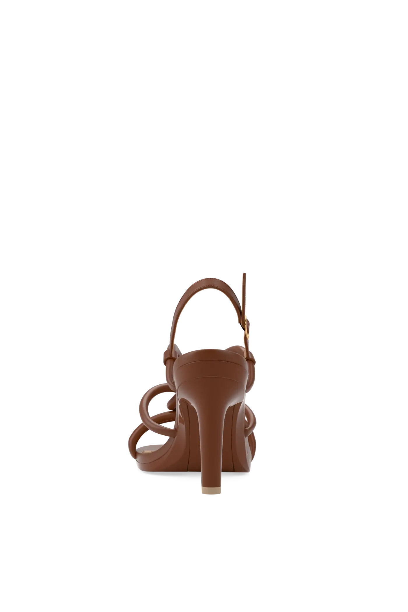 brown open toe strappy high heel sandal back view