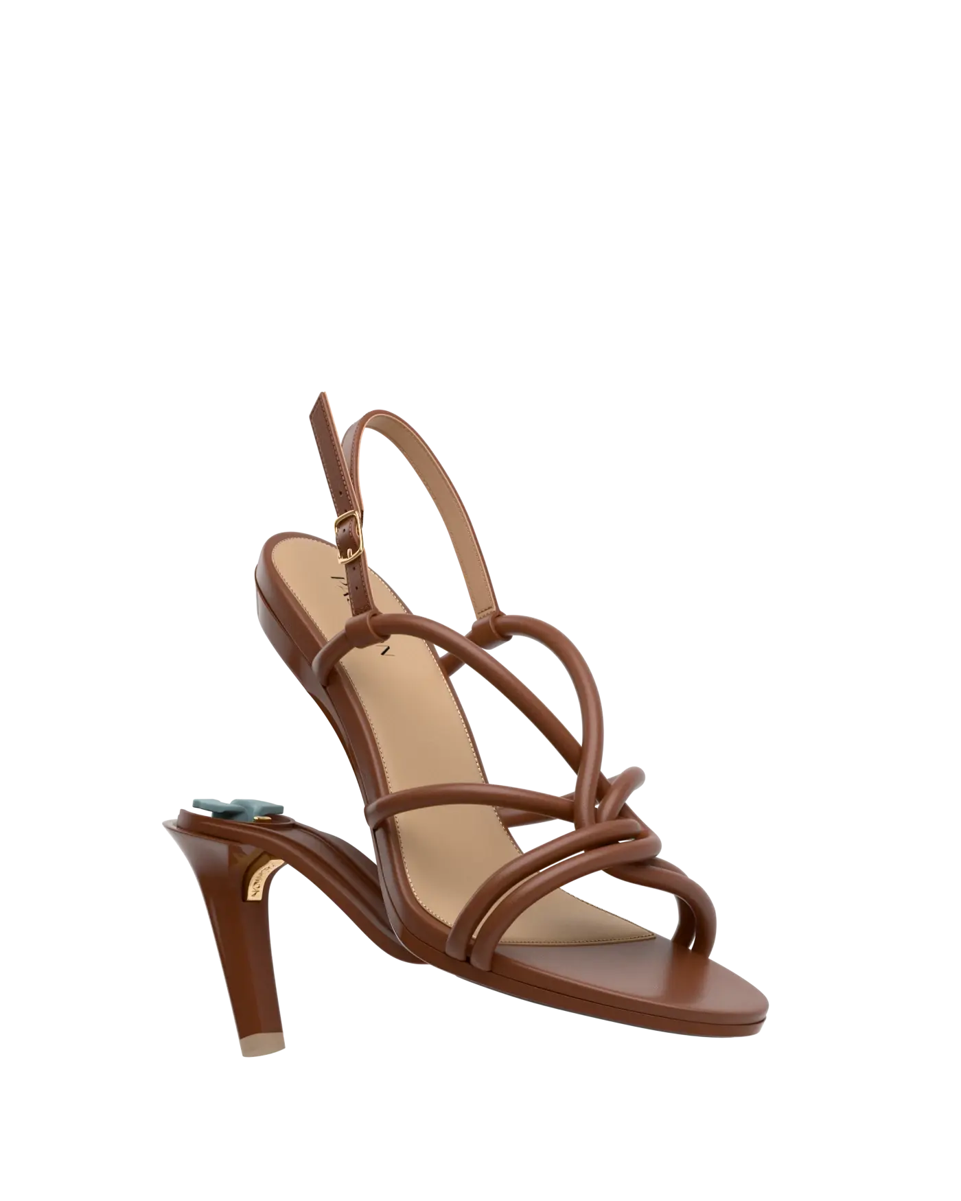 brown open toe strappy convertible high heel sandal