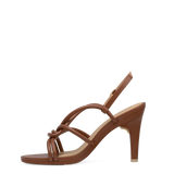 brown open toe strappy high heel sandal back side angle