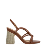 Flare Block Heel Kit 4 Espadrille shown on the Capri Walnut Vegan Leather upper. Pashion convertible heels go from heel to flat and are customizable with interchangeable heel kits.