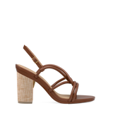 4 Inch Block Heel Kit Raffia shown on the Capri Walnut Vegan Leather upper. Pashion convertible heels go from heel to flat and are customizable with interchangeable heel kits.