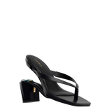 Carmen Flip Flop - Coal Black Vegan Leather 3 Block