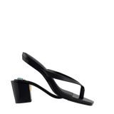 Carmen Flip Flop - Coal Black Vegan Leather 3 Block