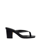 Carmen Flip Flop - Coal Black Vegan Leather 3 Block