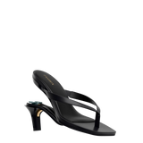 Carmen Flip Flop - Coal Black Vegan Leather 3 Stiletto