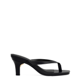 Carmen Flip Flop - Coal Black Vegan Leather 3 Stiletto