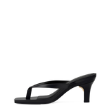 Carmen Flip Flop - Coal Black Vegan Leather 3 Stiletto