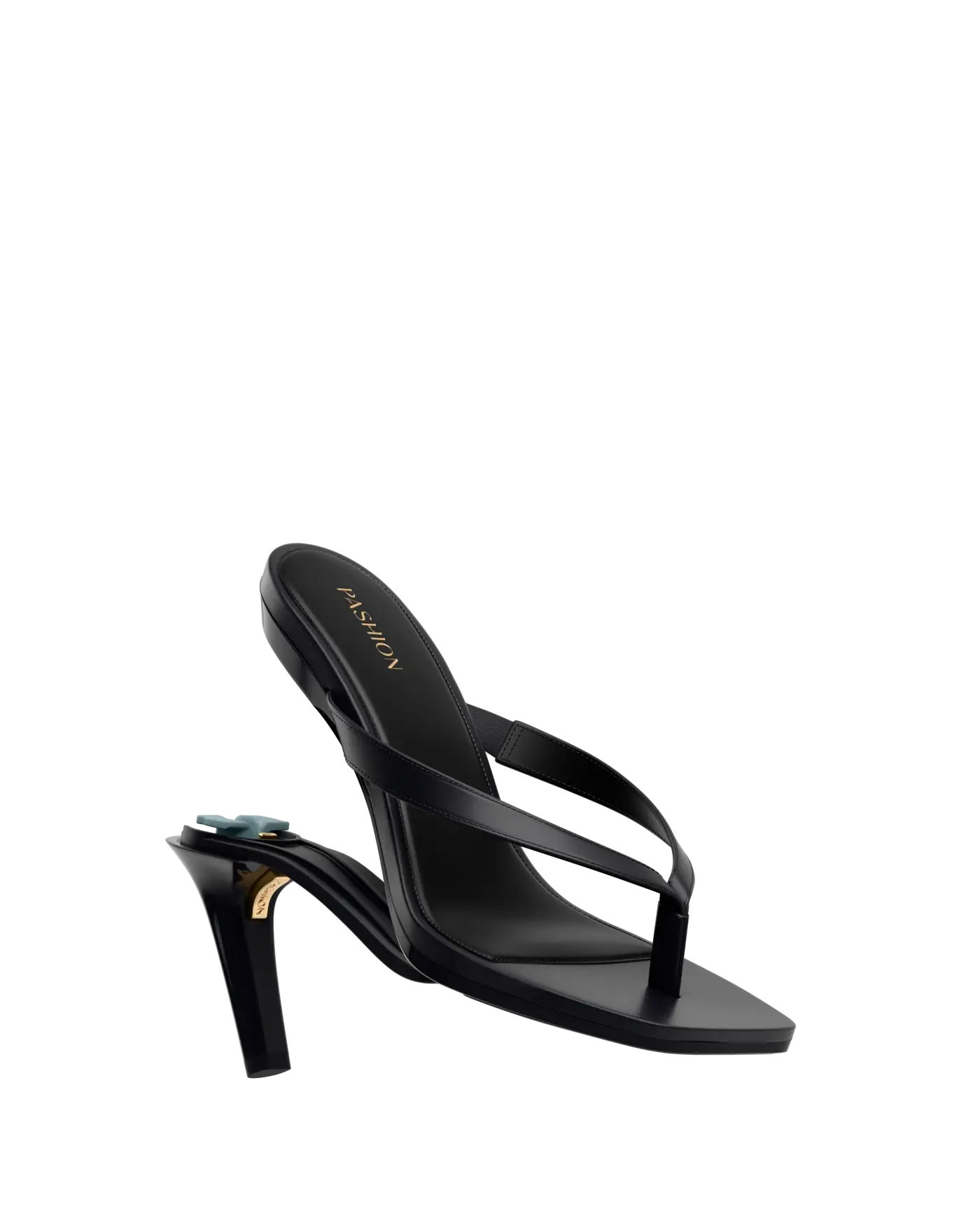 Carmen Flip Flop - Coal Black Vegan Leather 4 Stiletto