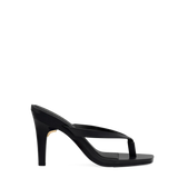 Carmen Flip Flop - Coal Black Vegan Leather 4 Stiletto