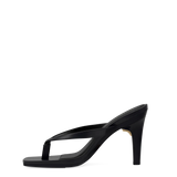 Carmen Flip Flop - Coal Black Vegan Leather 4 Stiletto