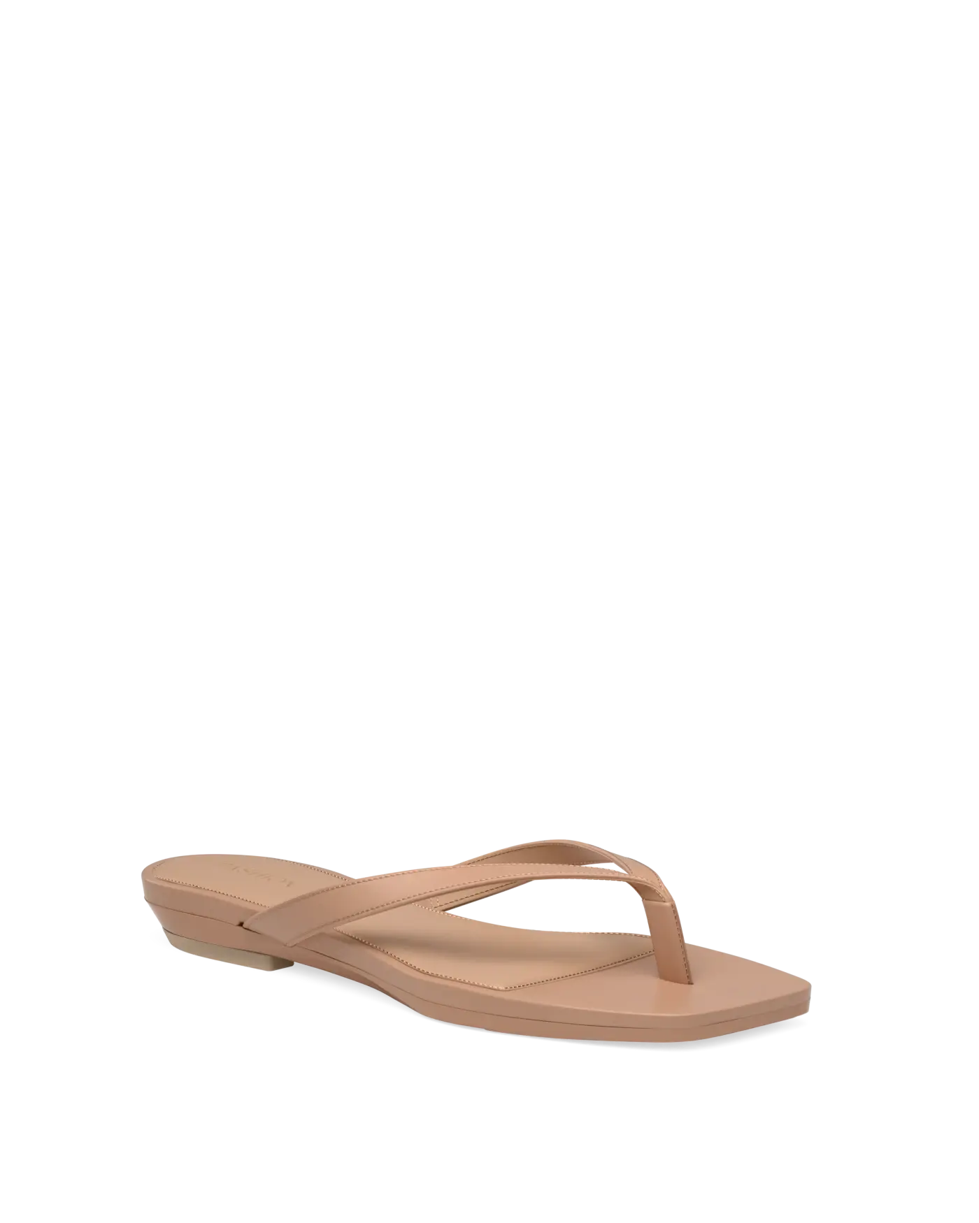 tan open toe thong style flat sandal