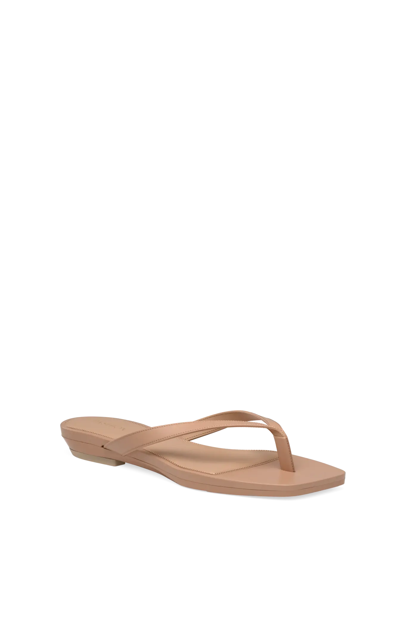 tan open toe thong style flat sandal