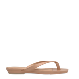 tan open toe thong style flat sandal