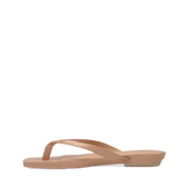 tan open toe thong style flat sandal