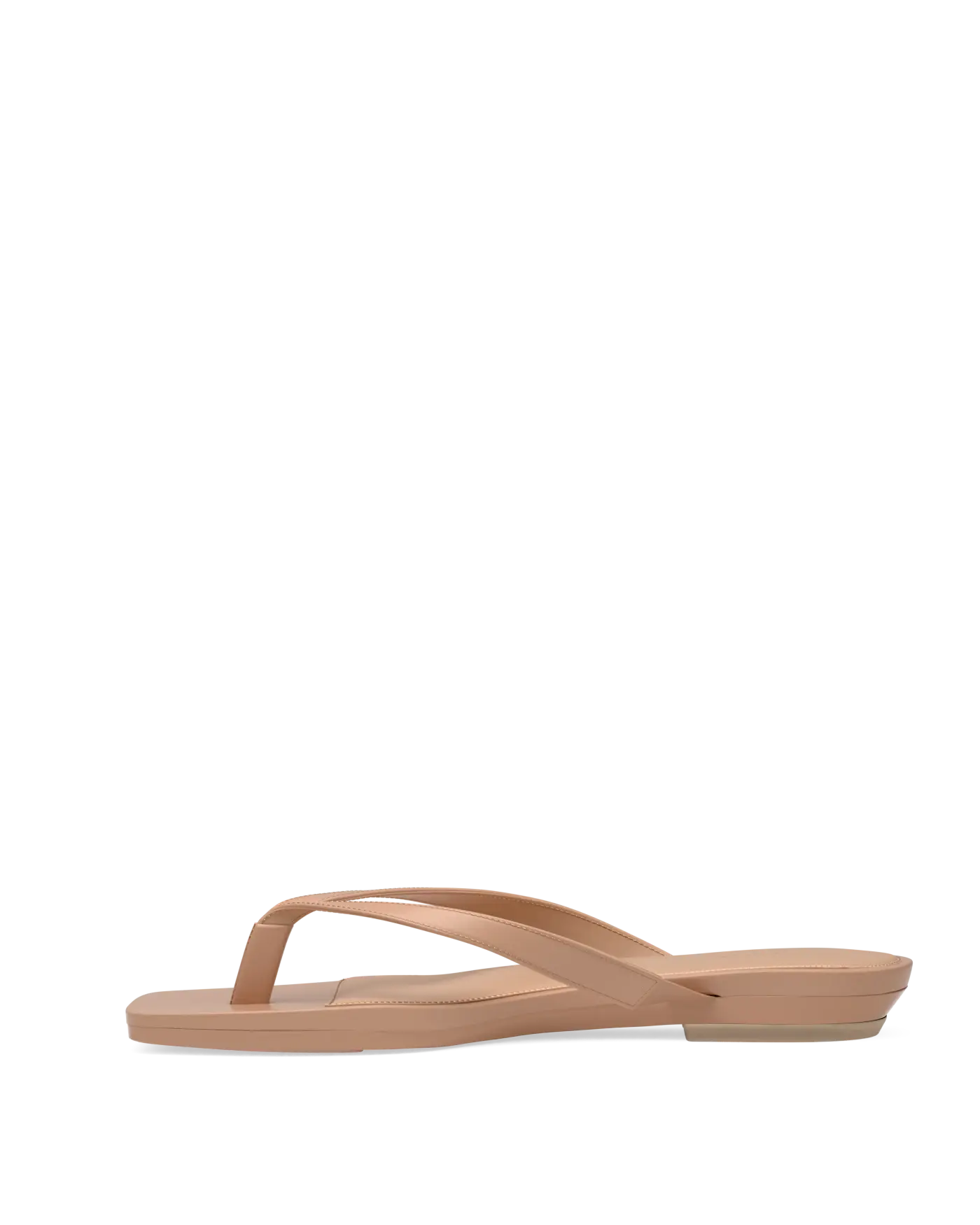 tan open toe thong style flat sandal