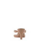 tan open toe thong style high heel convertible sandal with stiletto heel